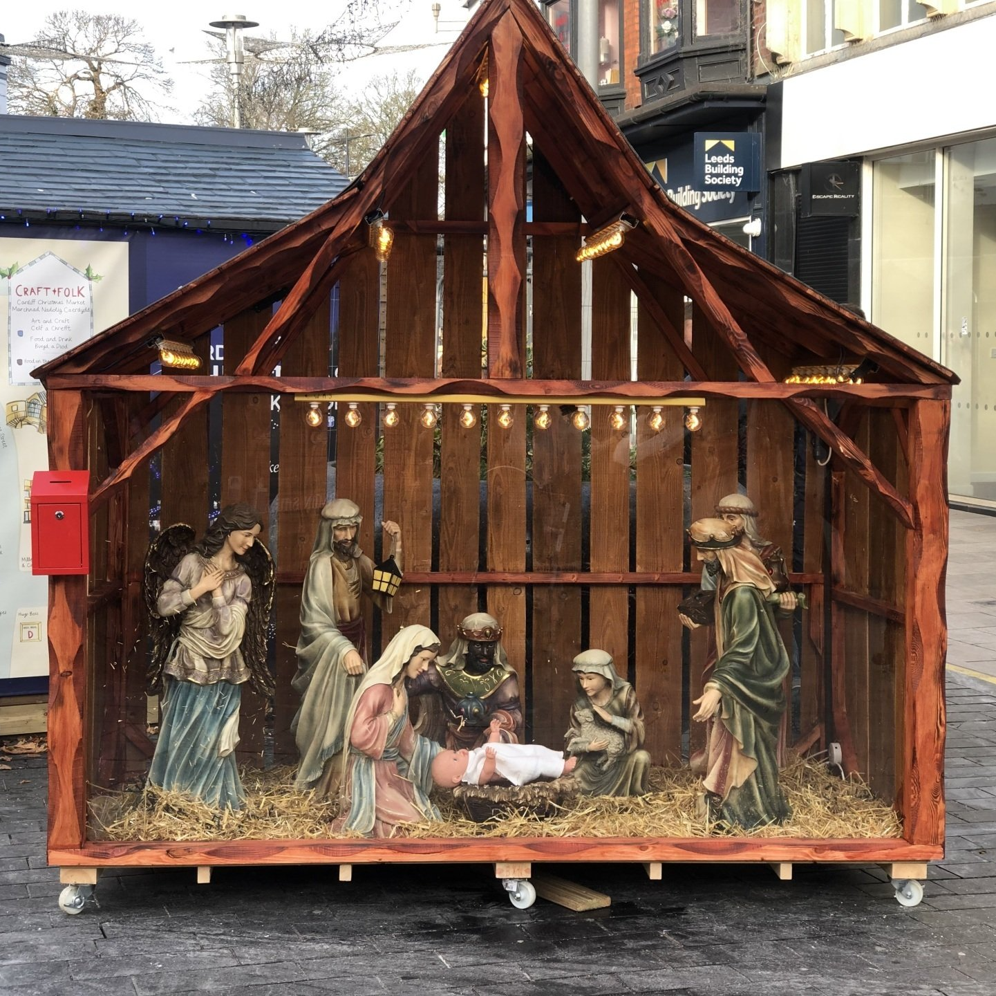 Bespoke Nativity scene designed by use and installed in Cardiff City