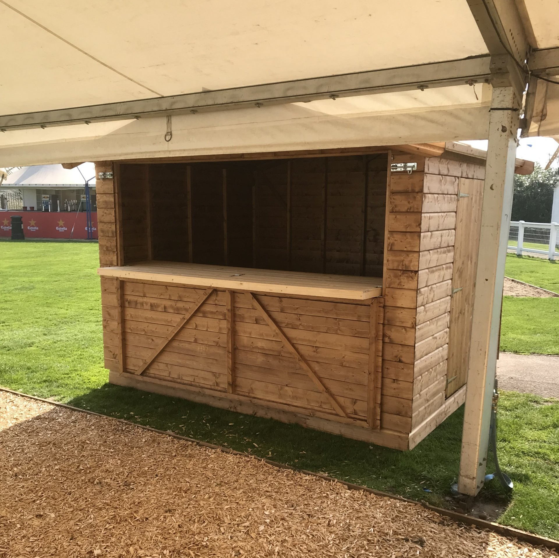 a delivery of a market chalet installed at Windsor race course.