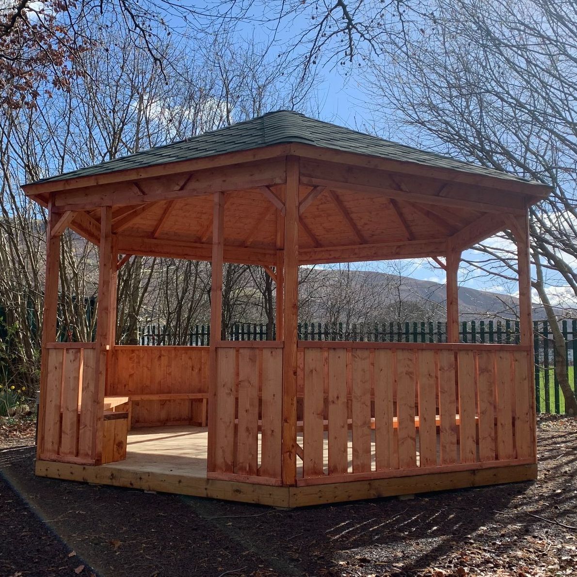 A 4.5 Metre hexagon gazebo delivered to Little Rascals Playgroup in Merthyr Tydfil