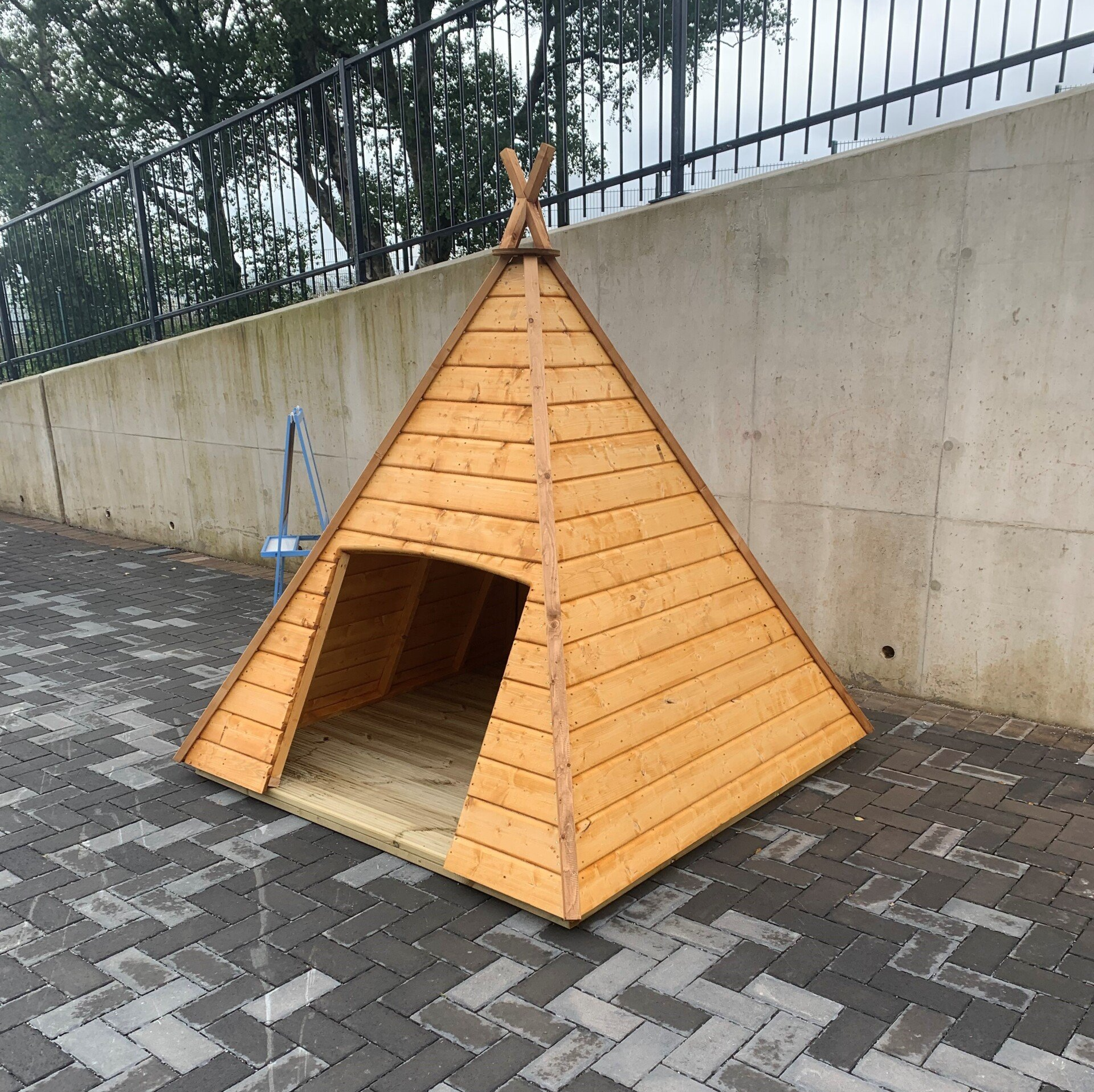 6' x 6' Teepee with smoothed edges and treated in golden brown