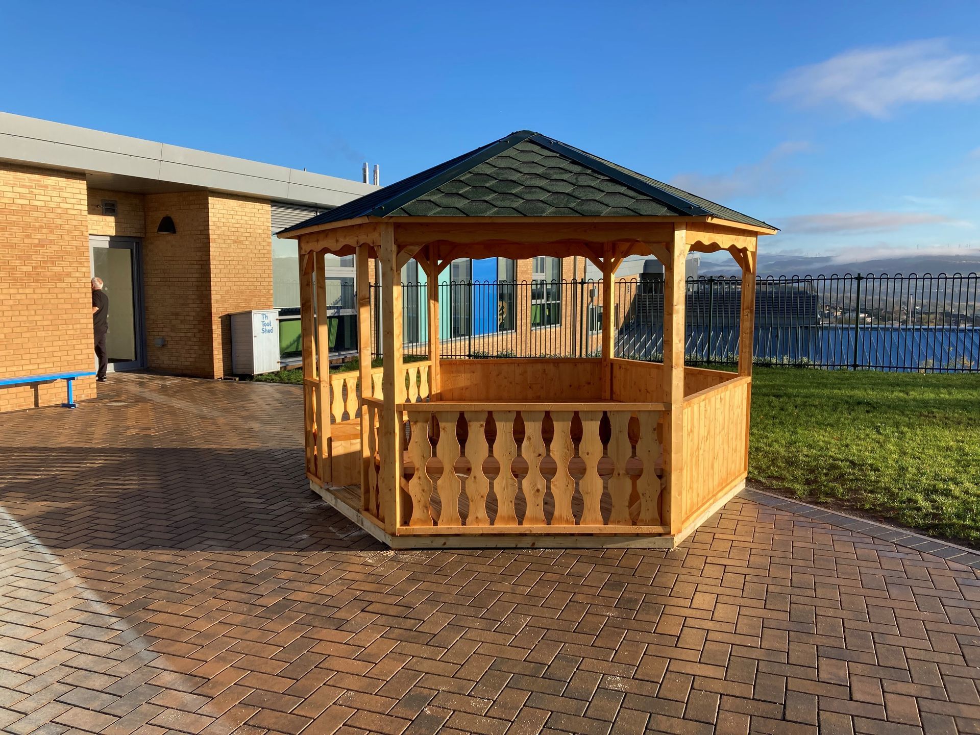 3.6 metre hexagon shelter installed in Neath Abbey Primary School in 2023.