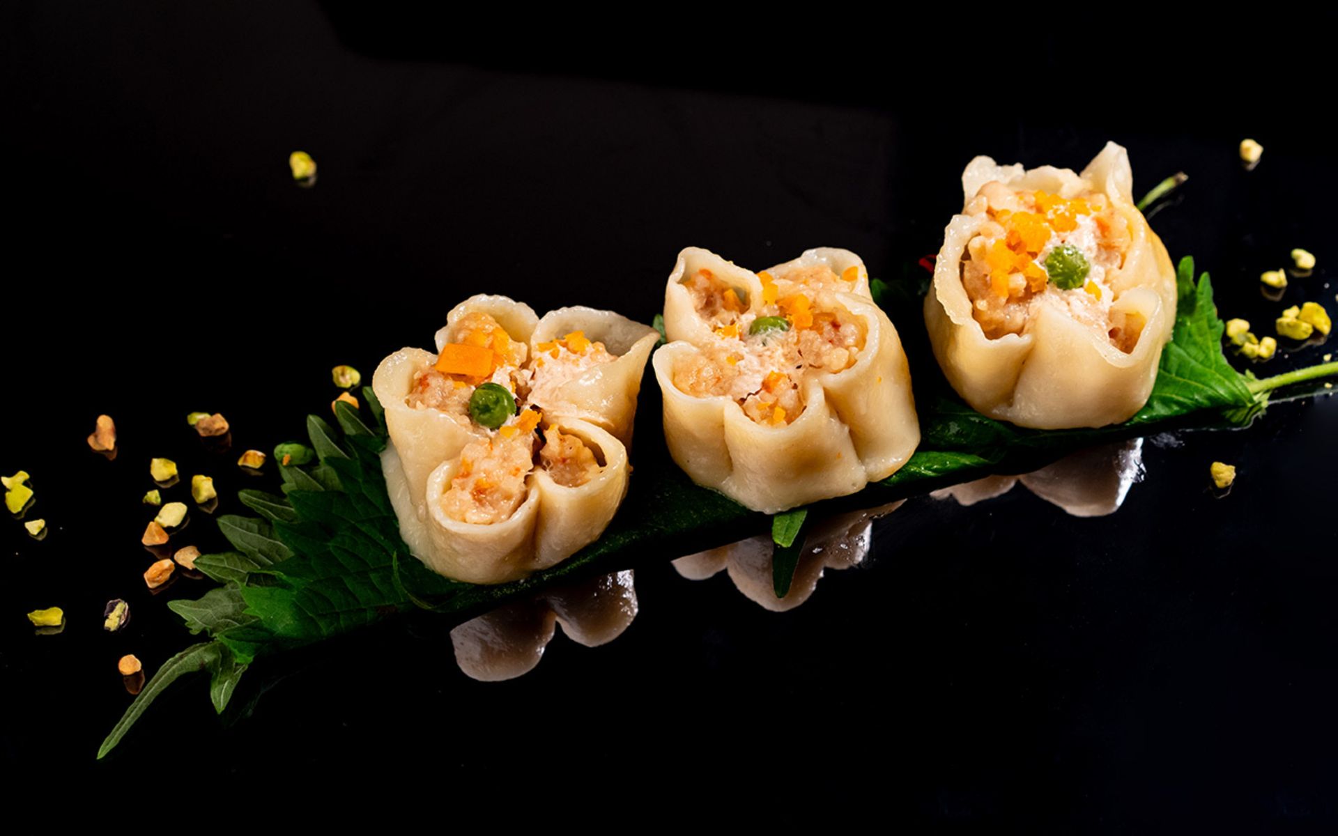 Ravioli ai gamberi, cotti al vapore