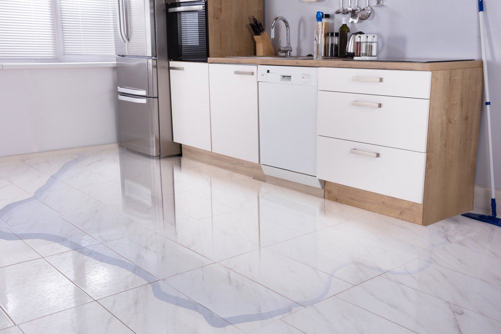 Flooded Floor In Kitchen From Water Leak