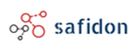 Logo for safidon, with a molecular-style graphic in red and gray, and the company name in dark blue.