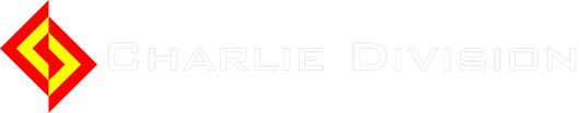 Red and yellow diamond logo with white text reading “CHARLIE DIVISION”
