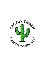Logo for Cactusthorn Earthworks: excavator silhouette over the company name, with "EARTHWORKS" below.