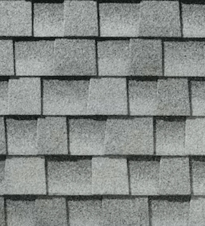 Gray asphalt roof shingles.