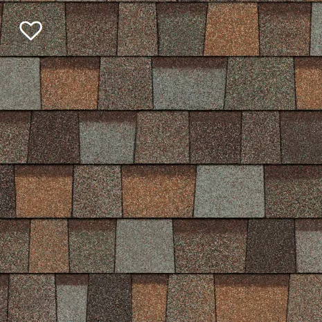 Multi-toned brown and gray asphalt roof shingles.