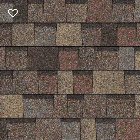 Close-up of brown and tan asphalt roof shingles.
