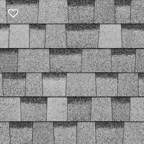 Gray asphalt roof shingles in a repeating pattern.