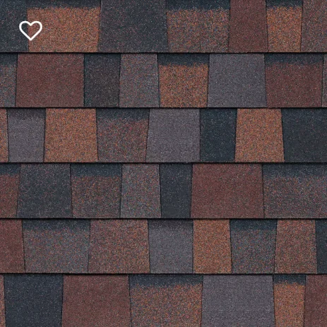 Multi-colored asphalt roof shingles in shades of brown, red, and gray.
