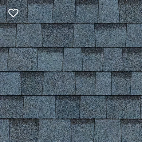 Blue asphalt roof shingles.