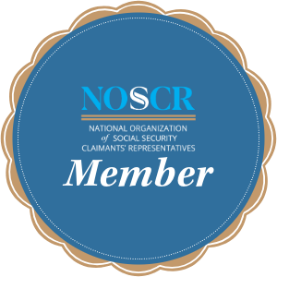 NOSCR Member badge: Blue and tan scalloped circle with text.