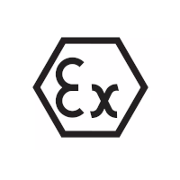 A black and white logo for a company called ex on a white background.