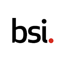 The bsi logo is black and red on a white background.