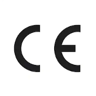 A black ce symbol on a white background.