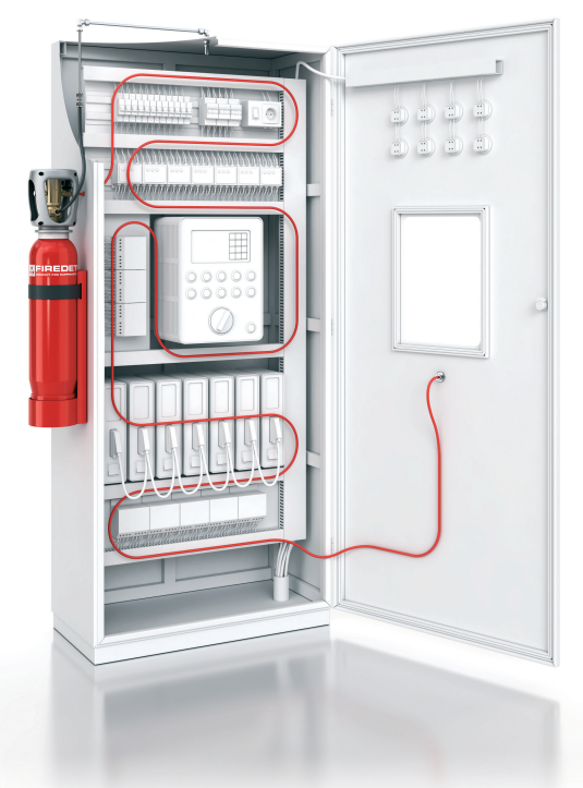 Detection Tube Fire Suppression System on Electrical Cabinet