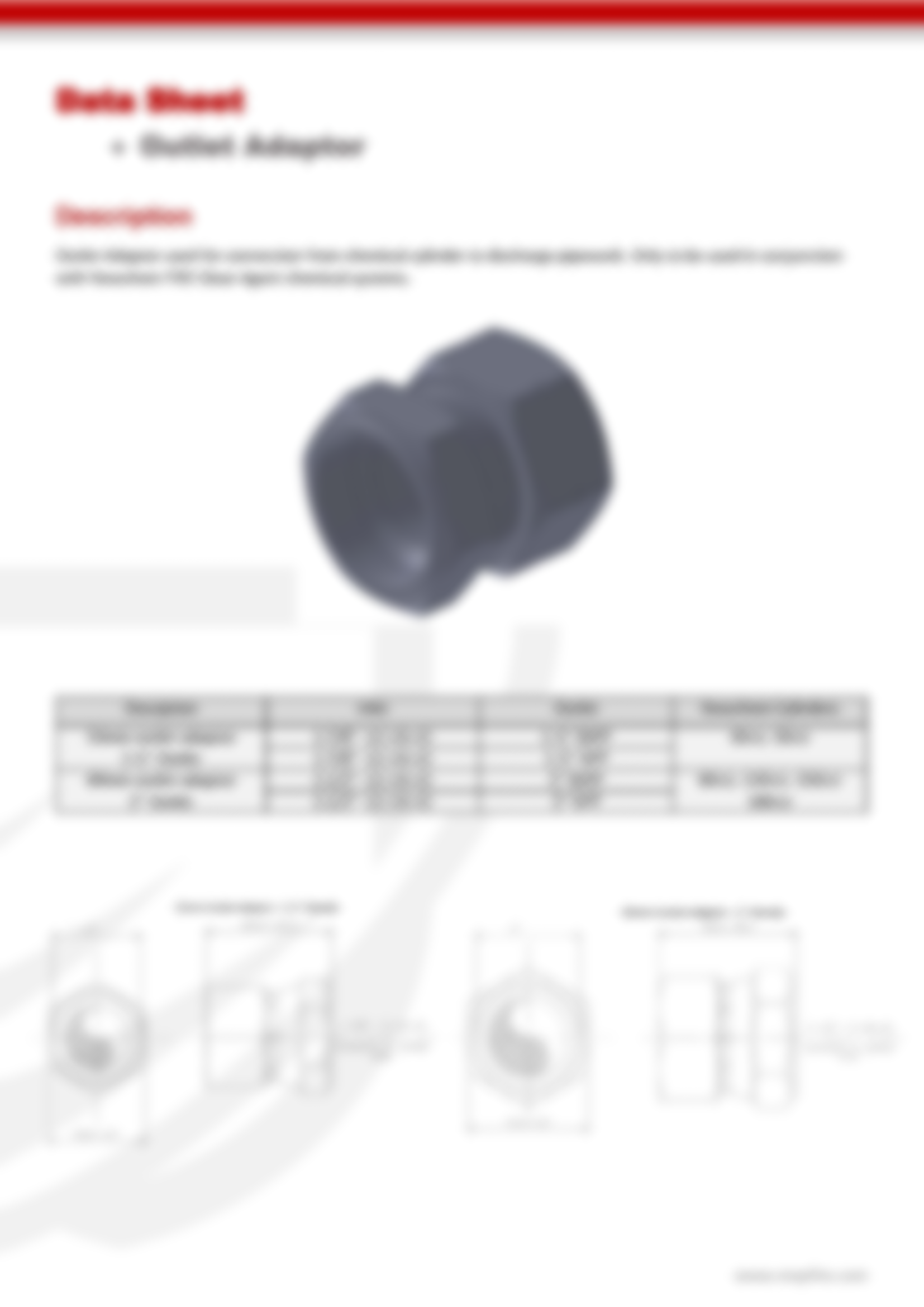 Chemical Gas Outlet Adaptor