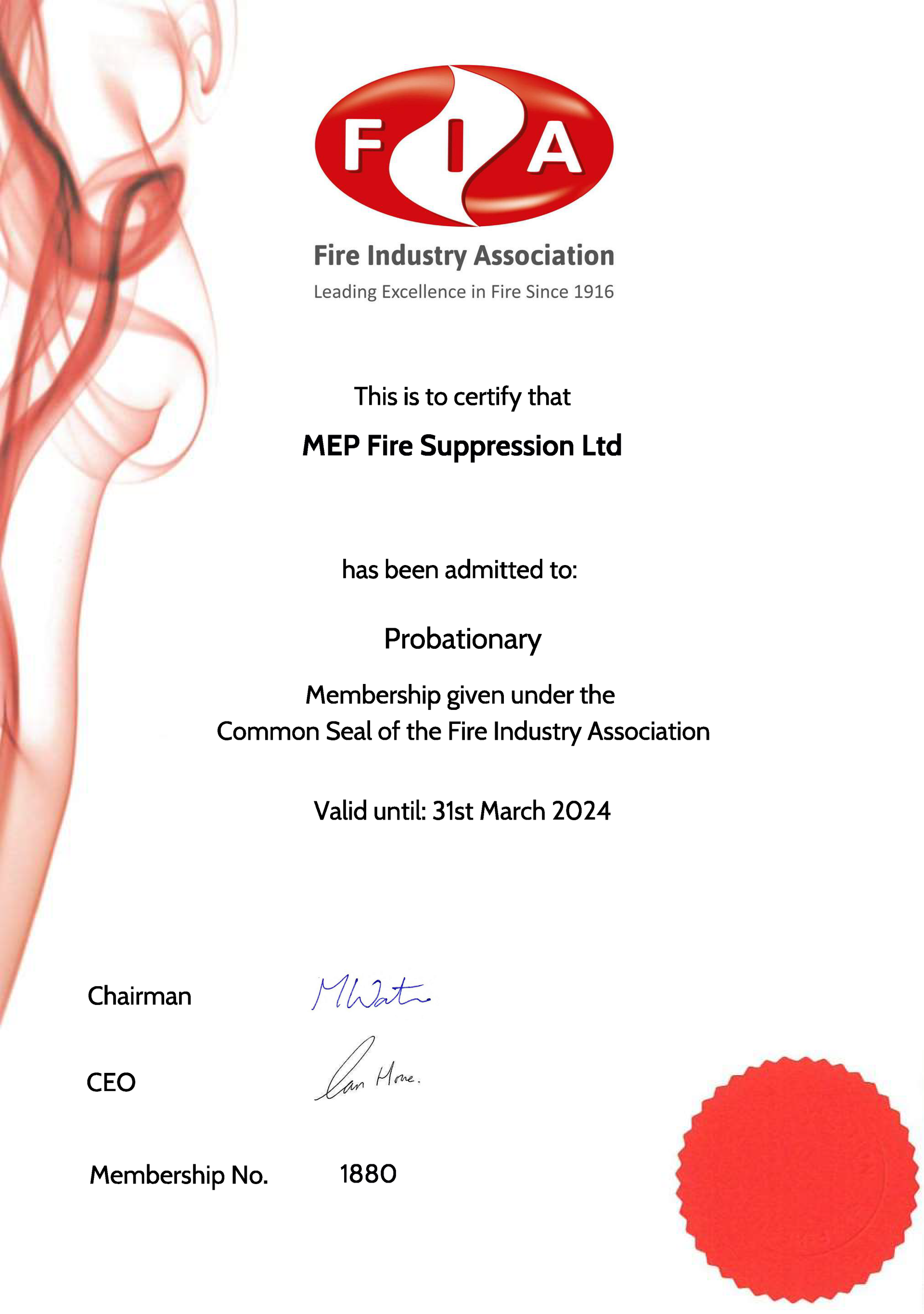 MEP Fire Suppression Ltd: FIA Membership