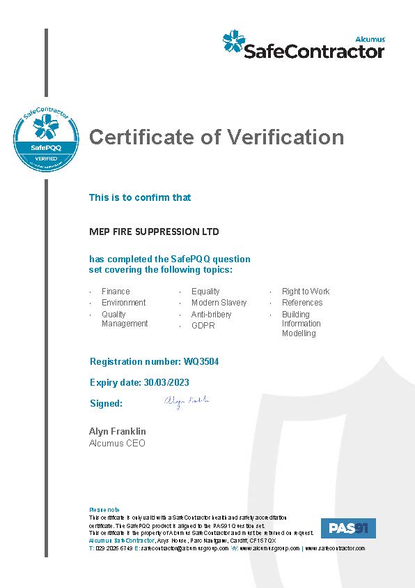 It is a certificate of verification for a safe contractor.