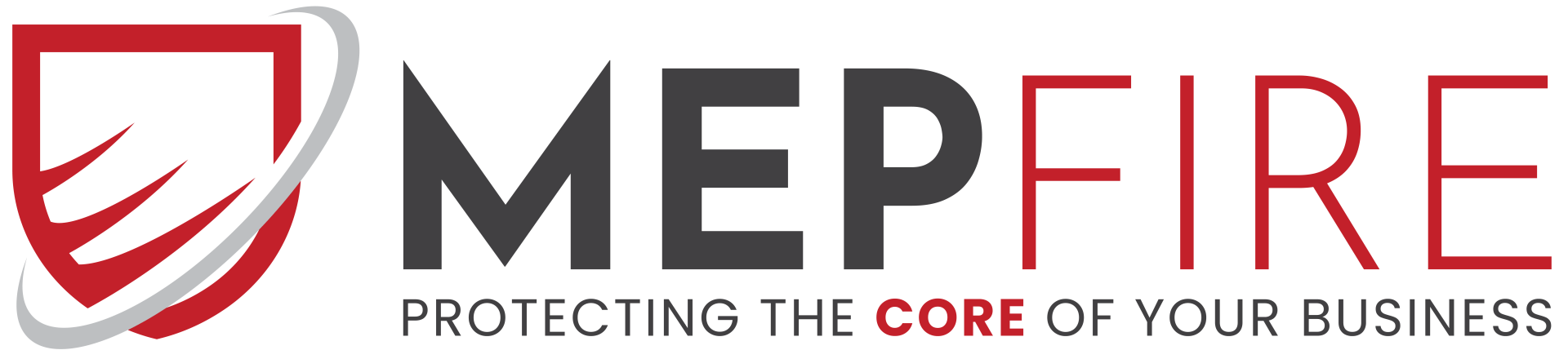 The logo for mepfire is protecting the core of your business.