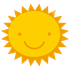 a yellow sun with a smile on its face.