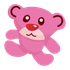 a pink teddy bear with a red nose and ears