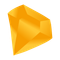 a cartoon illustration of a yellow diamond on a white background.