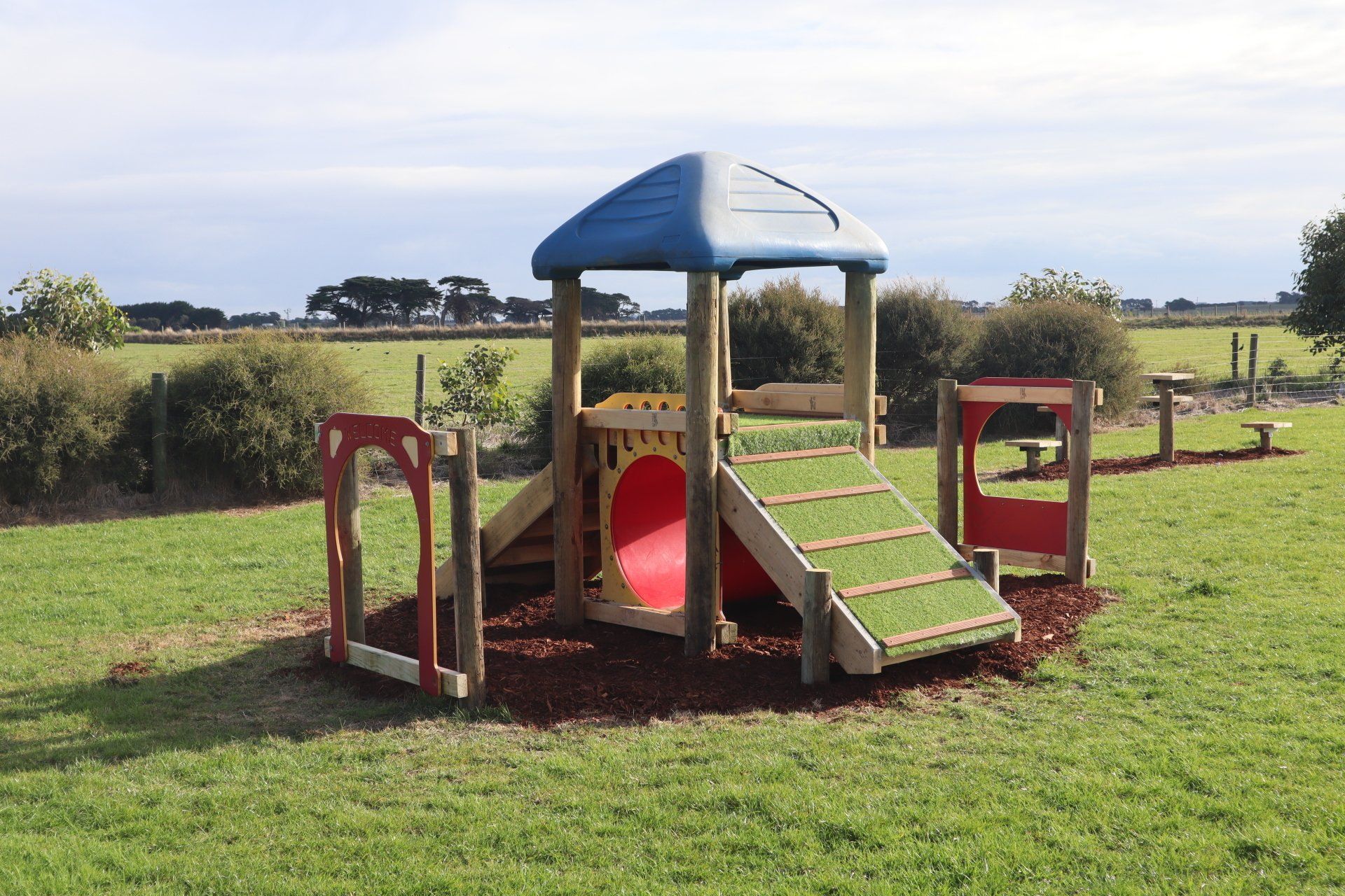 Adventure playground with climbing course at Gum Tree Caravan Park