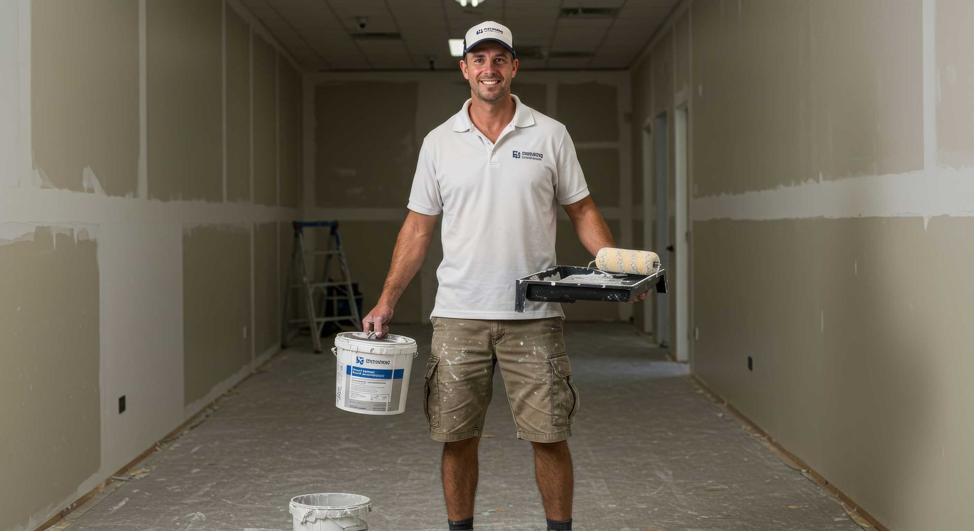 Painter Working After Hours Inside Bundaberg Office to Avoid Disruption