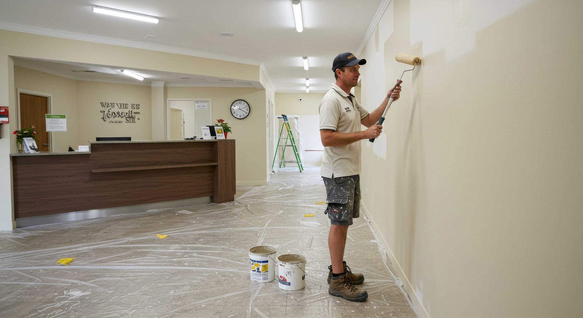 Painters Preparing Office Walls for Painting in Bundaberg