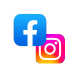 A facebook and instagram logo on a white background.