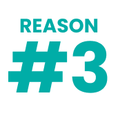 the reason # 3 logo is blue and white on a white background .