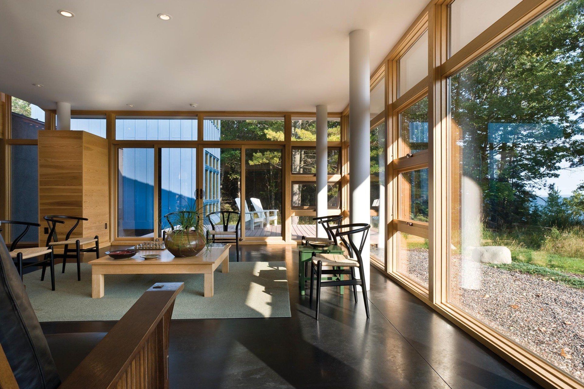 Andersen Architectural Collection E-Series Awning and Picture windows with Pine Interiors