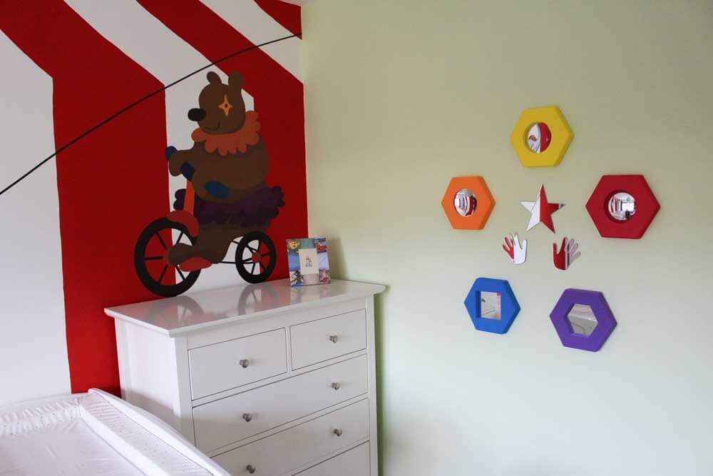 cute bear riding a bicycle painting