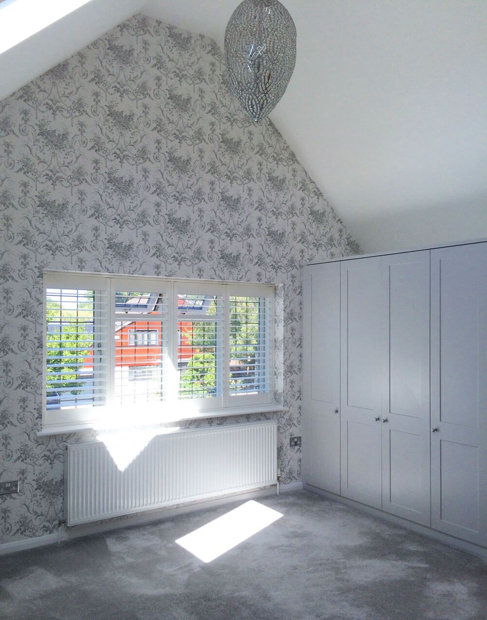 blue floral design on a wall