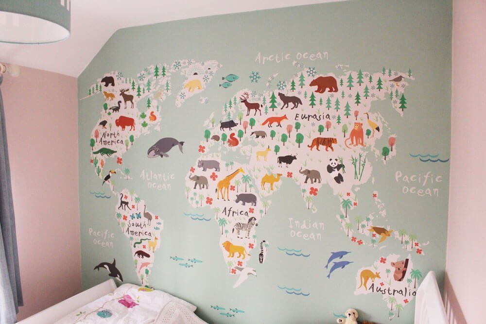 continents painting on a wall