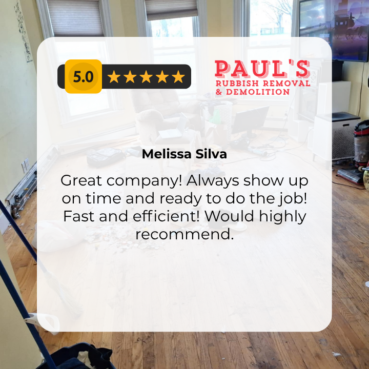 Five-star Google review for Paul's Rubbish Removal from satisfied Boston customer