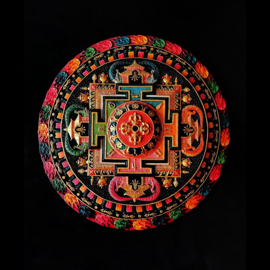 Sacred geometric yantra design used in tantric tradition for focus, balance, and energy alignment during meditation.
