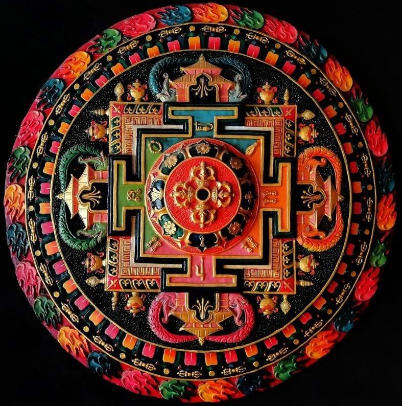 Sacred geometric yantra design used in tantric tradition for focus, balance, and energy alignment during meditation.