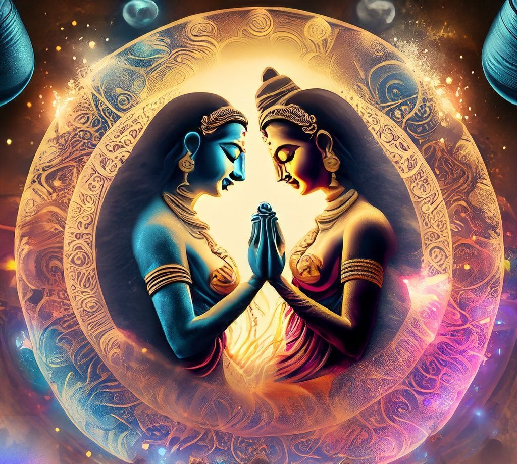 AI-generated image of Shiva with a Tibetan 7 metal hand-made singing bowl made in Nepal, radiating calm and sacred energy