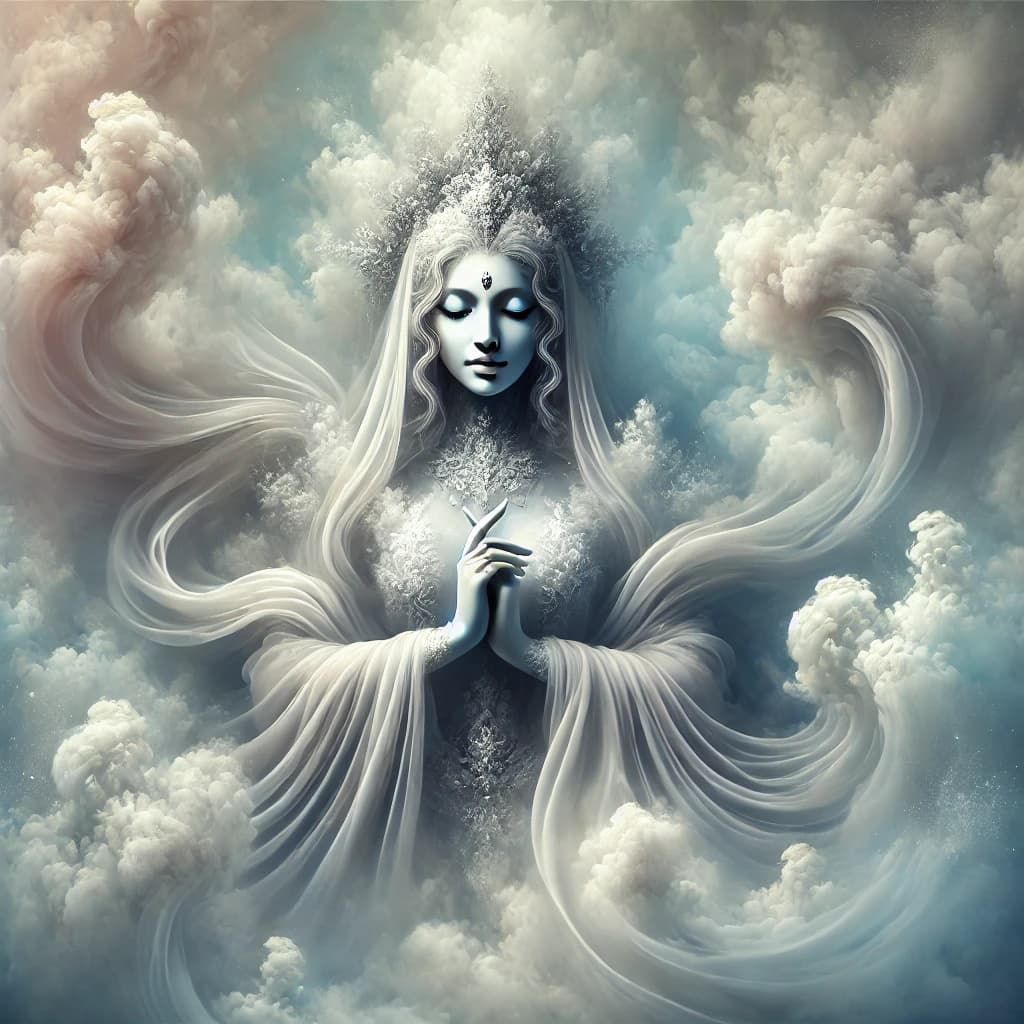 AI-generated image of Goddess Shakti embodying feminine energy, grace, and creation, surrounded by radiant sacred light.