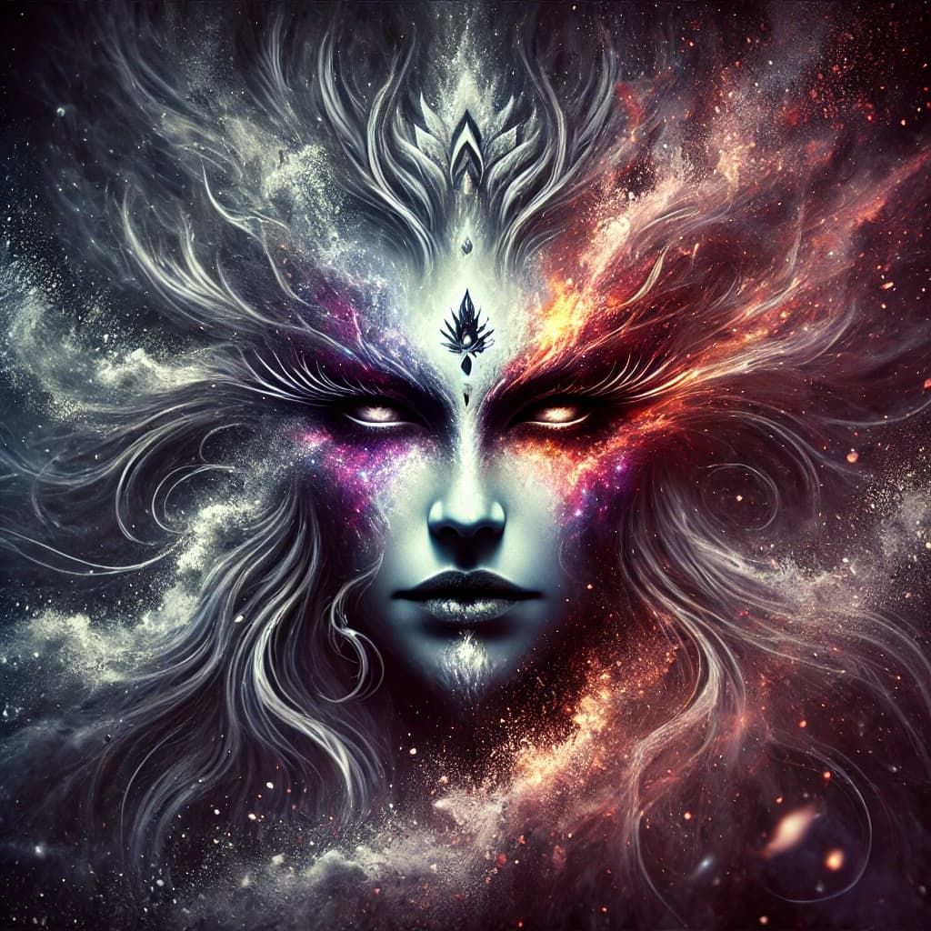 AI-generated image of Goddess Shakti embodying feminine energy, grace, and creation, surrounded by radiant sacred light.