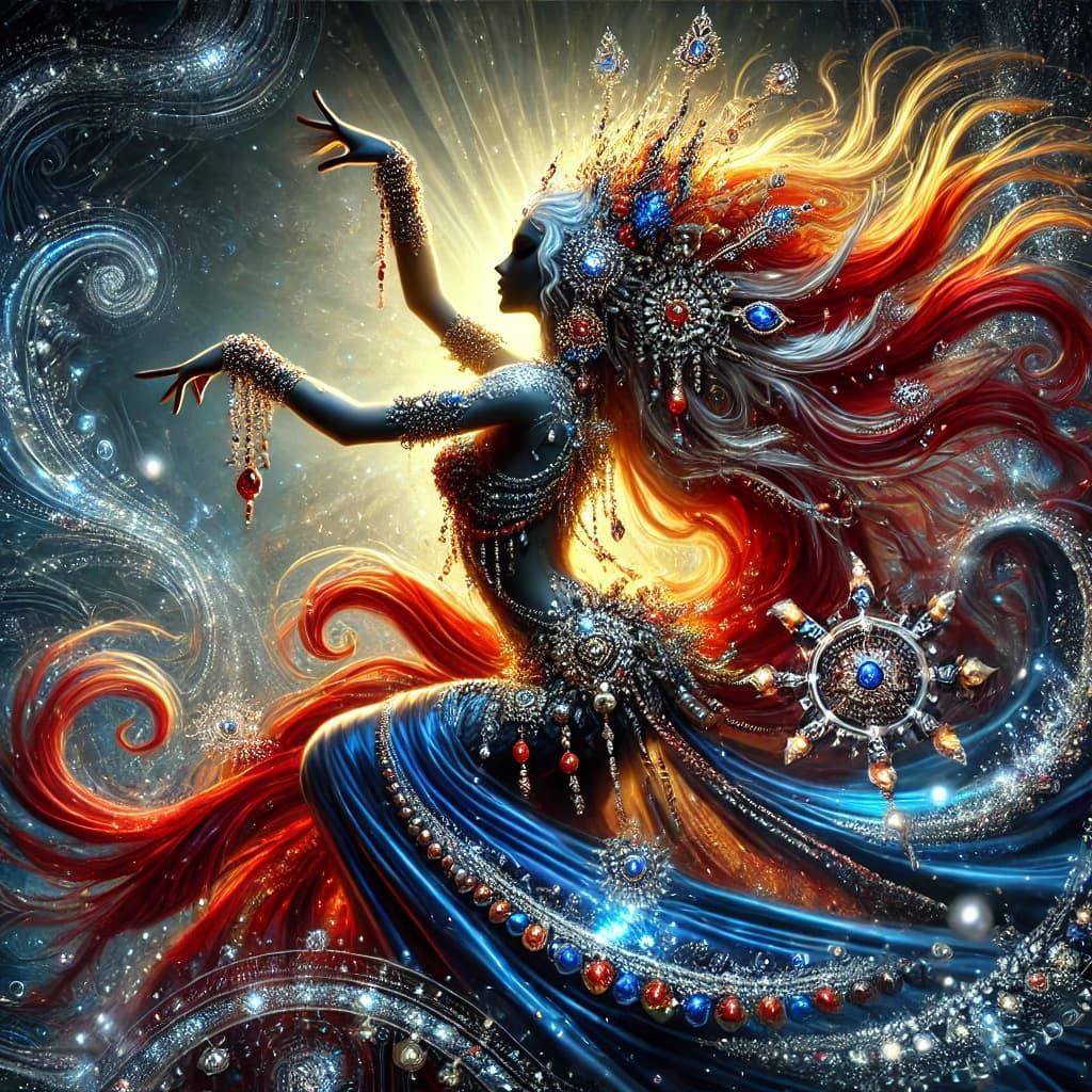 AI-generated image of a tantric goddess embodying divine feminine power, sacred wisdom, and spiritual transformation.