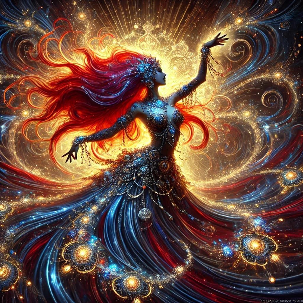 AI-generated image of a tantric goddess embodying divine feminine power, sacred wisdom, and spiritual transformation.