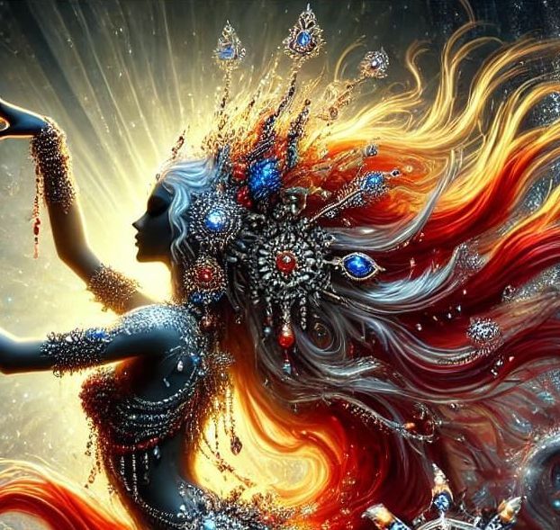 AI-generated image of a tantric goddess embodying divine feminine power, sacred wisdom, and spiritual transformation.