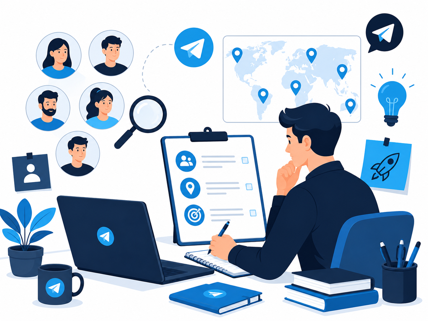 Telegram ad agency onboarding process showing audience research and targeting strategy