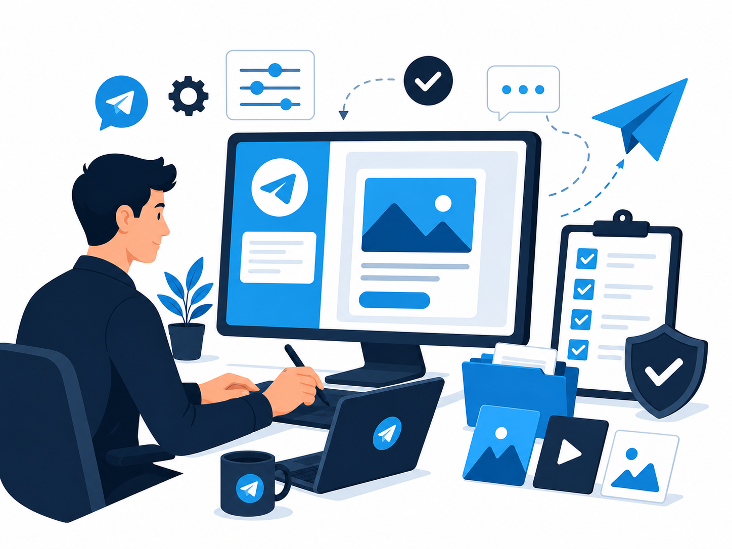 Telegram ad agency onboarding process showing campaign setup and launch preparation