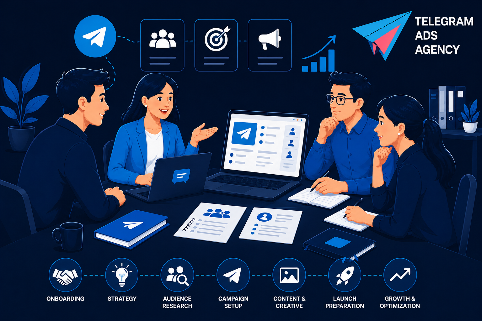 What happens after hiring a Telegram agency during campaign onboarding.