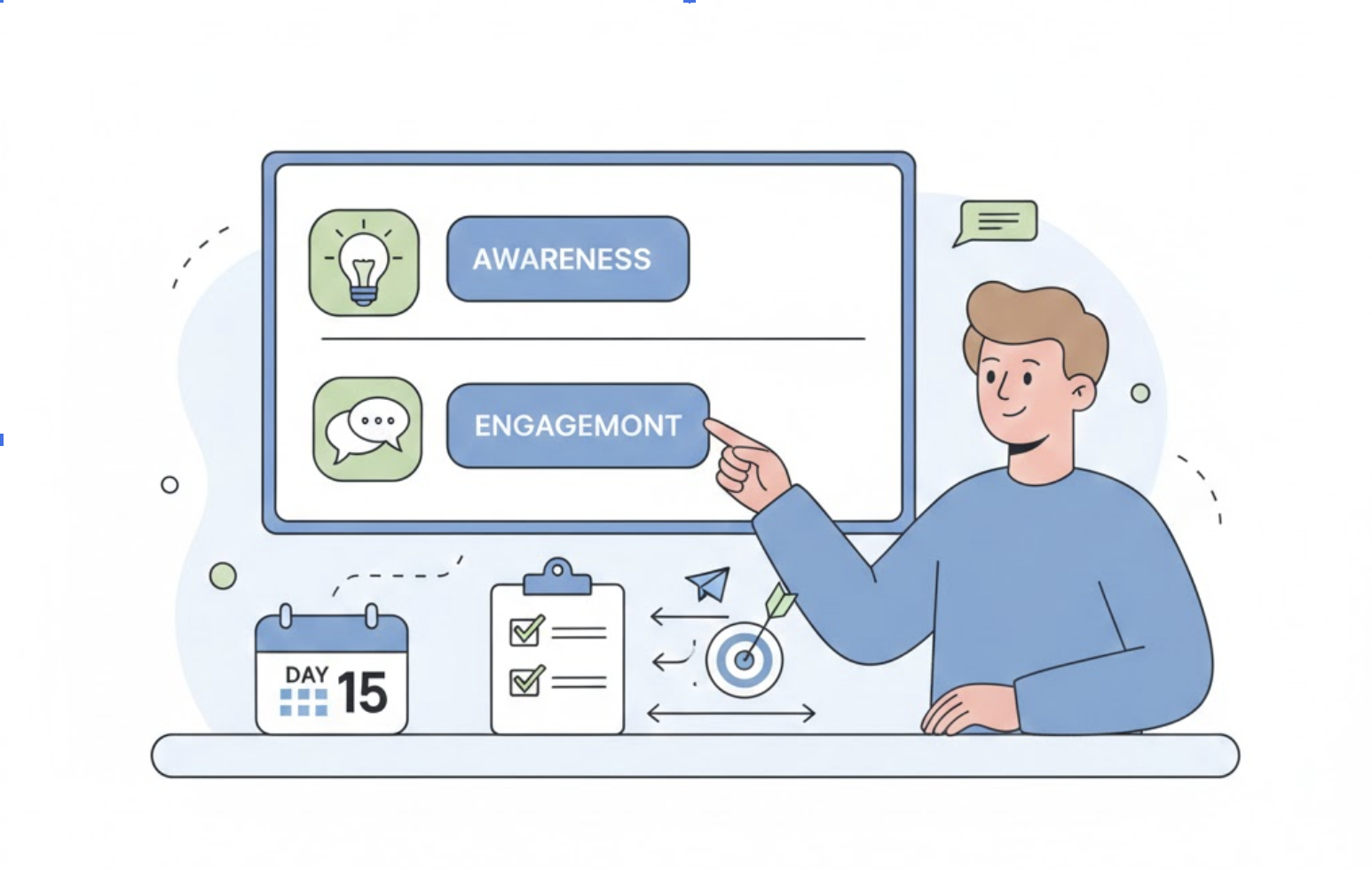 Telegram marketing dashboard displaying various campaign goal options and strategic planning considerations
